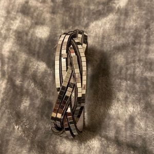 Grey snap on braided bracelet